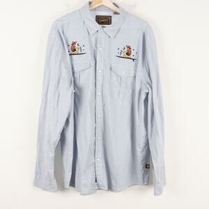 Howler On The Fly Guacho Embroidered Ocean Offerings Gray Snap Button Shirt XL